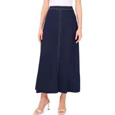 Cece High Waist A-line Maxi Skirt In Blue