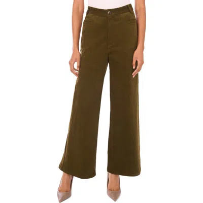 Cece High Waist Wide Leg Corduroy Pants In Green