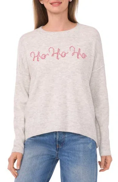 Cece Holiday Candy Cane Stitch Sweater In Gray