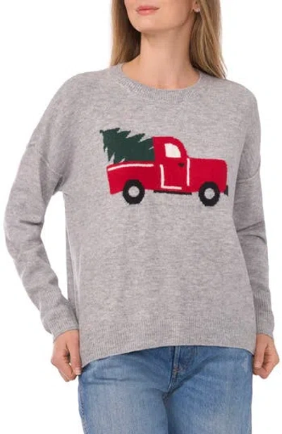 Cece Holiday Graphic Sweater In Gray