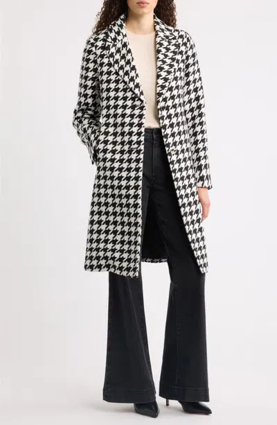 Cece Houndstooth Single Breasted Coat In Multi
