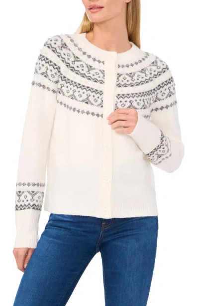 Cece Women's Embellished Fair Isle Cardigan In Antique White