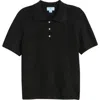 Cece Imitation Pearl Button Polo Sweater In Rich Black