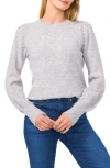 Cece Imitation Pearl Embellished Sweater In Light Heather Grey