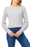Cece Imitation Pearl Embellished Sweater In Light Heather Grey