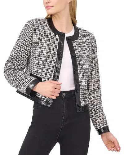 Cece Long Sleeve Tweed Front Pocket Jacket In Black