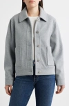Cece Jewel Button Flannel Jacket In Gray