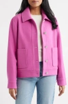 Cece Jewel Button Flannel Jacket In Pink