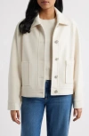 Cece Jewel Button Flannel Jacket In Neutral