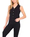 Cece Jewel Button Vest In Black