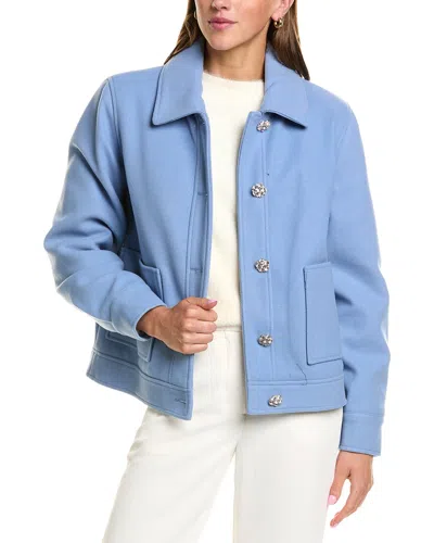 Cece Jewel Buttons Short Jacket In Blue