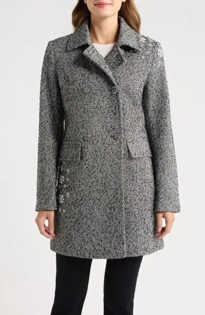 Cece Jewel Embellished Peacoat In Gray