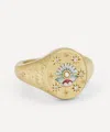 Cece Jewellery 18ct Gold Clam And Pearl Signet Ring In Gold