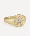 Cece Jewellery 18ct Gold Clam And Pearl Signet Ring In Gold