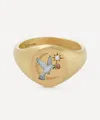 Cece Jewellery 18ct Gold Dove And Rose Diamond Signet Ring