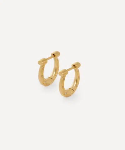 Cece Jewellery 18ct Gold Small Horseshoe Diamond Hoop Earrings