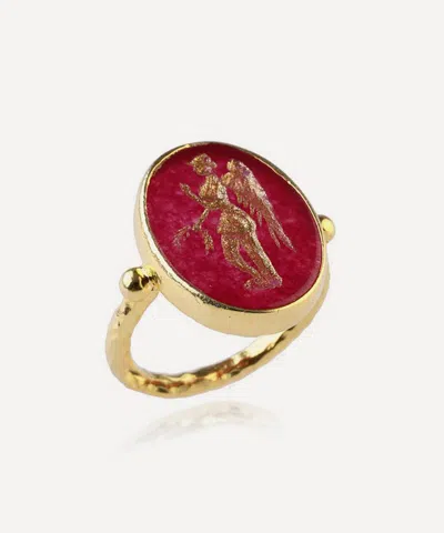 Cece Jewellery 22ct Gold Vermeil The Angel Of Peace I Ring In Red