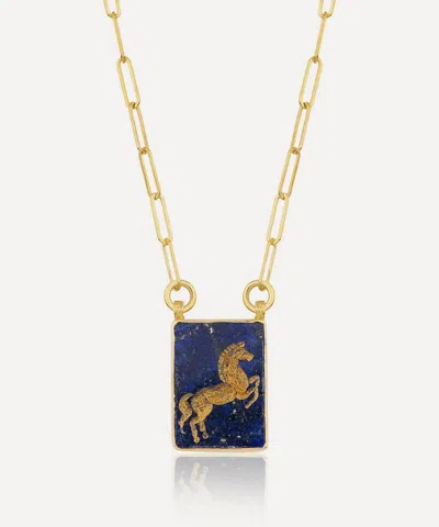 Cece Jewellery 22ct Gold Vermeil The Horse Necklace In Blue