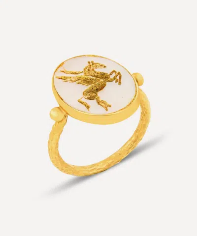 Cece Jewellery 22ct Gold Vermeil The Pegasus Ii Ring In White
