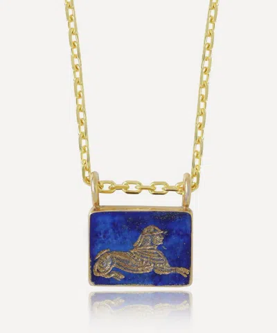 Cece Jewellery 22ct Gold Vermeil The Sphinx Necklace In Blue
