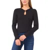 Cece Keyhole Rib Top In Black