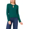 Cece Keyhole Rib Top In Green