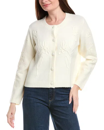 Cece Knit Flower Cardigan In Neutral