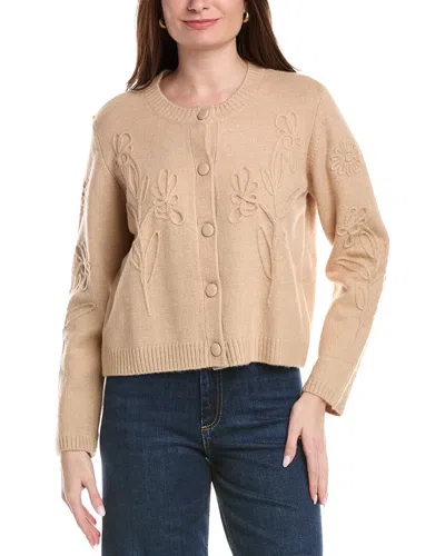 Cece Knit Flower Cardigan In Neutral