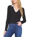 Cece Knit Polo Top In Black