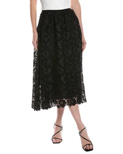 Cece Lace A-line Midi Skirt In Black