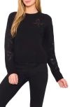 Cece Lace Bow Inset Sweater In Black