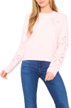 Cece Lace Bow Inset Sweater In Pink