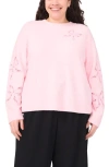 Cece Lace Bow Inset Sweater In Pink