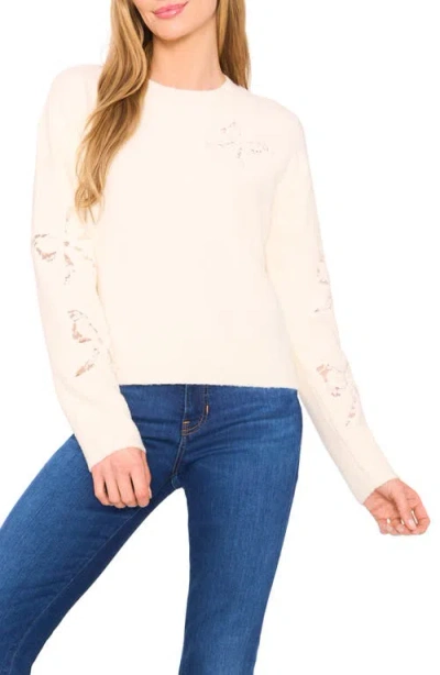 Cece Lace Bow Inset Sweater In Yellow