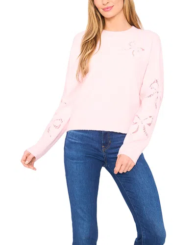 Cece Lace Bow Sweater In Pink