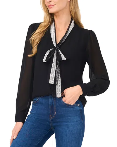 Cece Lace Collar Blouse In Rich Black