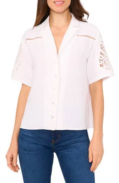 Cece Lace Inset Top In White