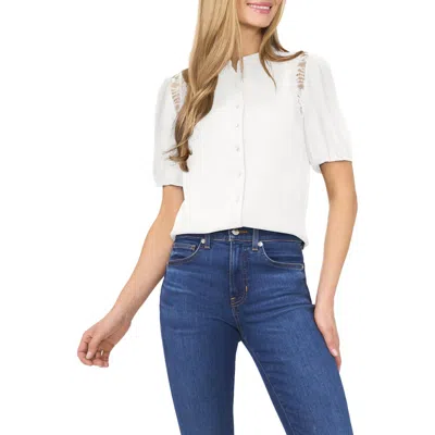 Cece Lace Inset Top In White