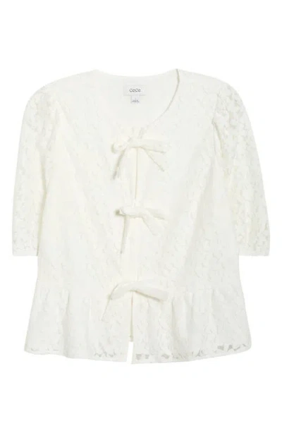 Cece Lace Peplum Top In White