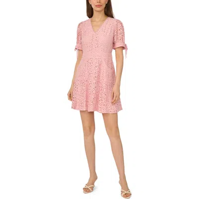 Cece Lace Puff Sleeve Minidress In Pink