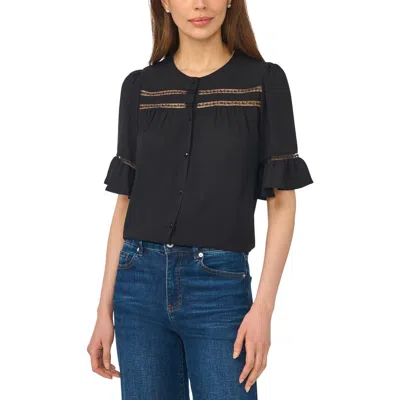 Cece Lace Ruffle Top In Black