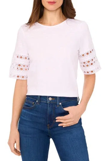 Cece Lace Sleeve Top In Ultra White