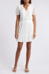 Cece Lace Smocked Waist Minidress In New Ivory