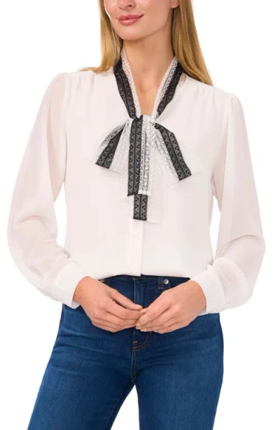 Cece Lace Collar Blouse In White