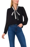 Cece Lace Collar Blouse In Rich Black
