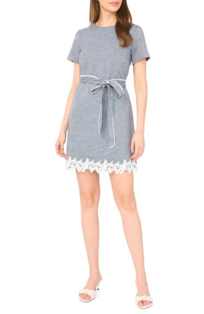 Cece Lace Trim A-line Minidress In Gray