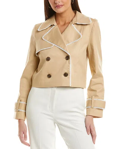 Cece Lace Trim Cropped Trench Jacket
