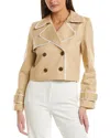 Cece Lace Trim Cropped Trench Jacket