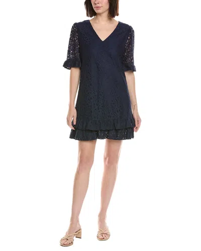 Cece Lace V-neck Shift Dress In Blue