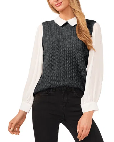 Cece Layered Look Cable Vest Top In Medium Heather Grey